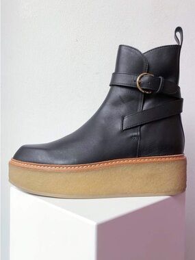 ULLA JOHNSON / Lennox Leather Buckle Platform Boots - Sz 8.5